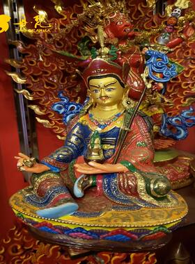 尼泊尔莲花生大师23cm彩绘Guru造像 丹梵东方家居陈设