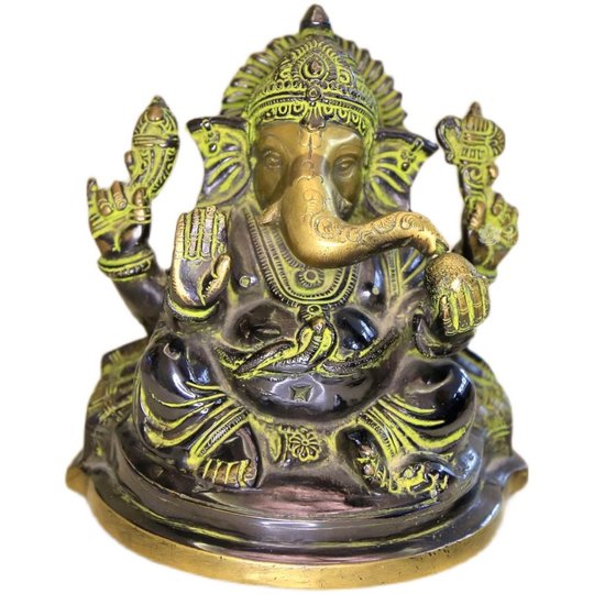 Indian pure copper handmade elephant-trunk God of Wealth, elephant-headed God of Wealth 6-inch copper statue ornament 17cm