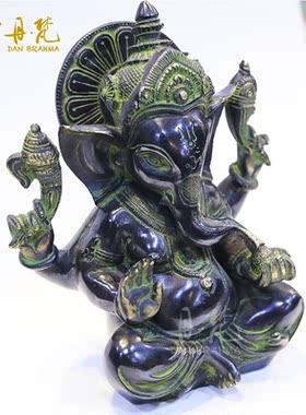 丹梵印度工艺精品纯铜象鼻财神家居摆件镇宅招财摆件装饰品家居鼻