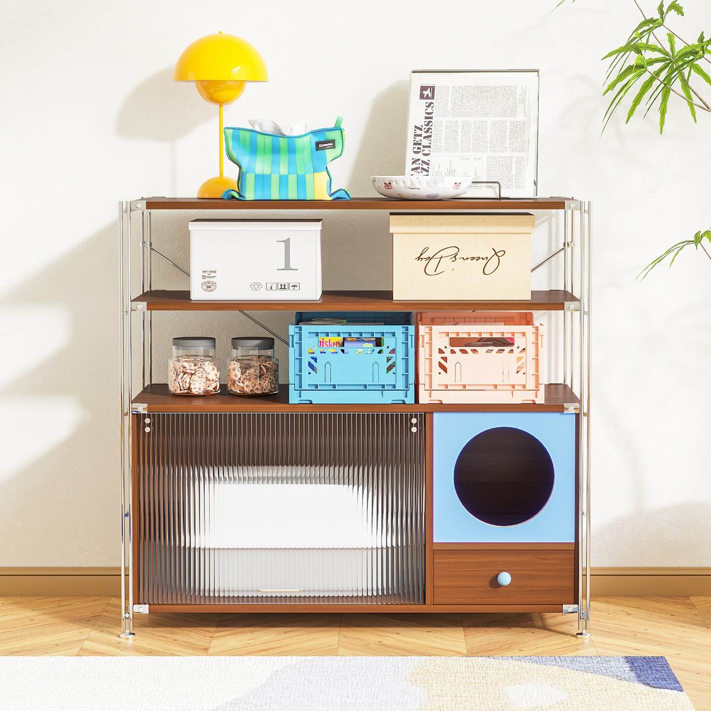 猫别墅猫砂柜室内猫咪食堂盆一体家用猫屋人宠共用家具中古风宠物,淘宝优惠券,粉丝福利购,淘宝优惠卷