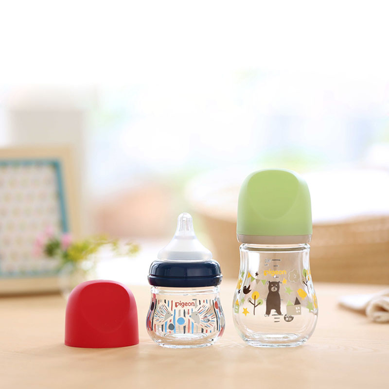 百比母婴专营店贝亲婴儿臻宝玻璃奶瓶宽口径 熊/刺猬80ml-160ml新生儿可爱防呛1
