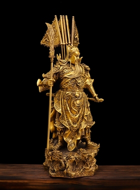 速发纯铜九龙财公爷关神爷关二武大小号佛像客厅招财店铺供奉铜像