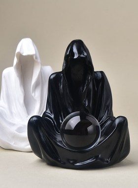 速发跨境圣居家节质艺品幽灵男师水晶球底座矿石展示架摆件优工白