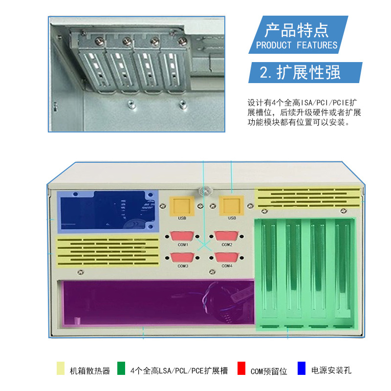 壁挂式机箱4槽工控多com串口视觉检测设备matx工业服务器电脑外壳 - 图0