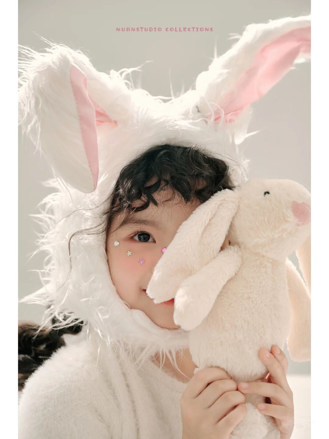 兔子长耳朵头套帽子肖像帽子毛绒拍照道具ins风新款儿童摄影服装,淘宝优惠券,粉丝福利购,淘宝优惠卷