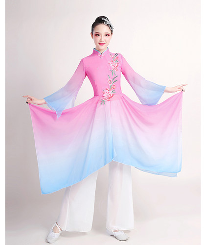 古典舞演出服女飘逸中国风仙女现代扇子舞民族风表演秧歌舞蹈服装