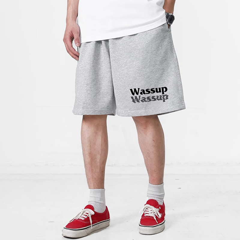 WASSUP美式重磅运动短裤男夏季潮牌休闲百搭情侣装宽松五分直筒裤-图0
