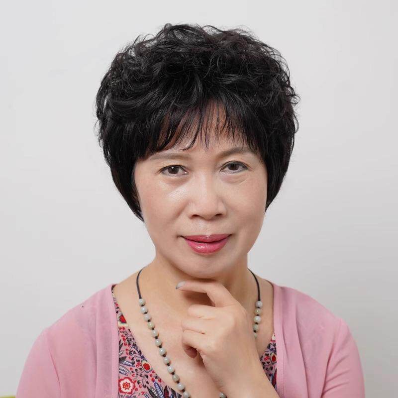 假发真人发丝短卷发全头套女士中老年烫发发型妈妈款自然仿真发套