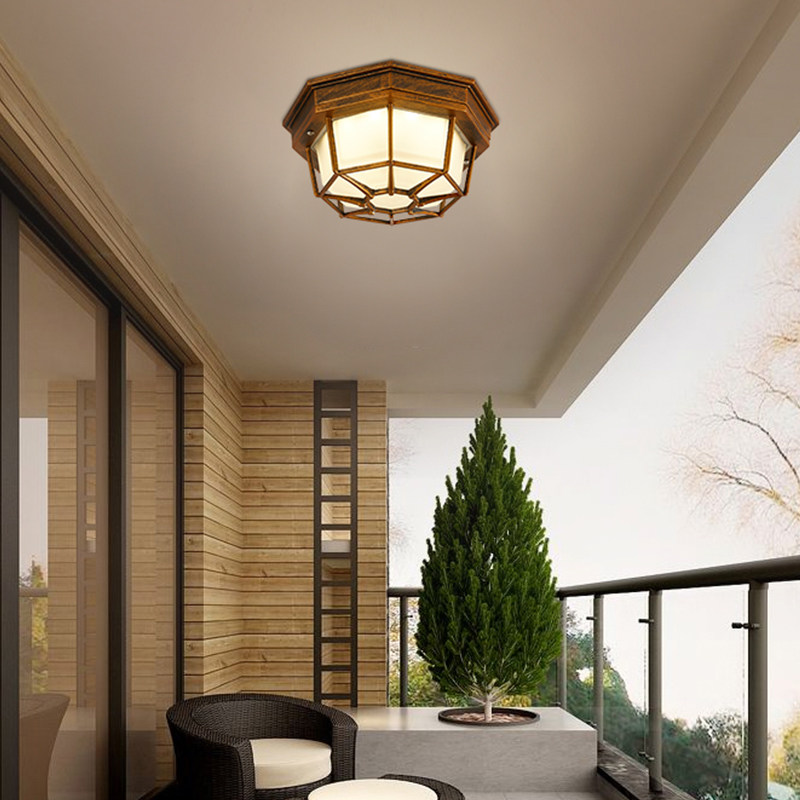 室外玻璃阳台入户门口过道走廊吸顶灯复古户外防水防潮八角灯LED,淘宝优惠券,粉丝福利购,淘宝优惠卷