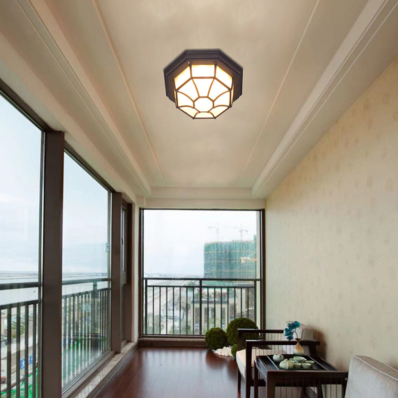 室外玻璃阳台入户门口过道走廊吸顶灯复古户外防水防潮八角灯LED,淘宝优惠券,粉丝福利购,淘宝优惠卷