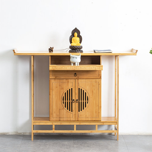 速发财实供桌佛台家用新中供神木佛龛佛柜立柜带门神龛简约神台式 - 图0