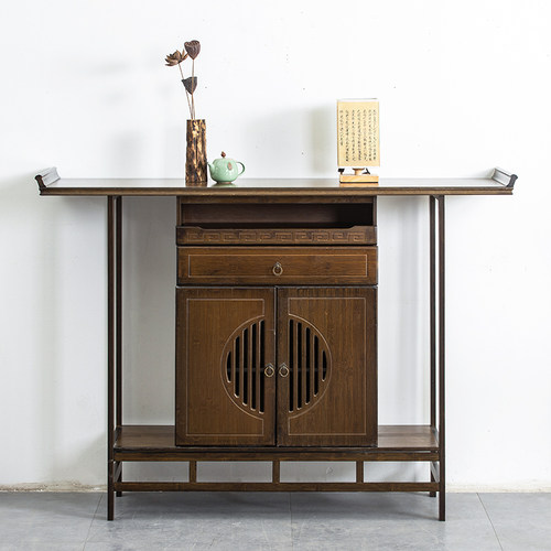 速发财实供桌佛台家用新中供神木佛龛佛柜立柜带门神龛简约神台式 - 图1