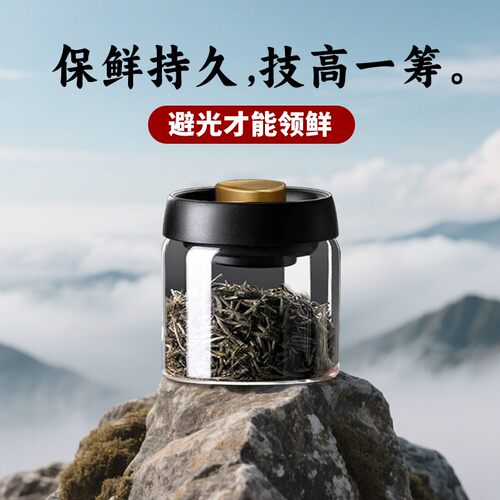 茶叶罐储存密封罐精品高档真空玻璃食品级装小号便携收纳防潮盒子 - 图0