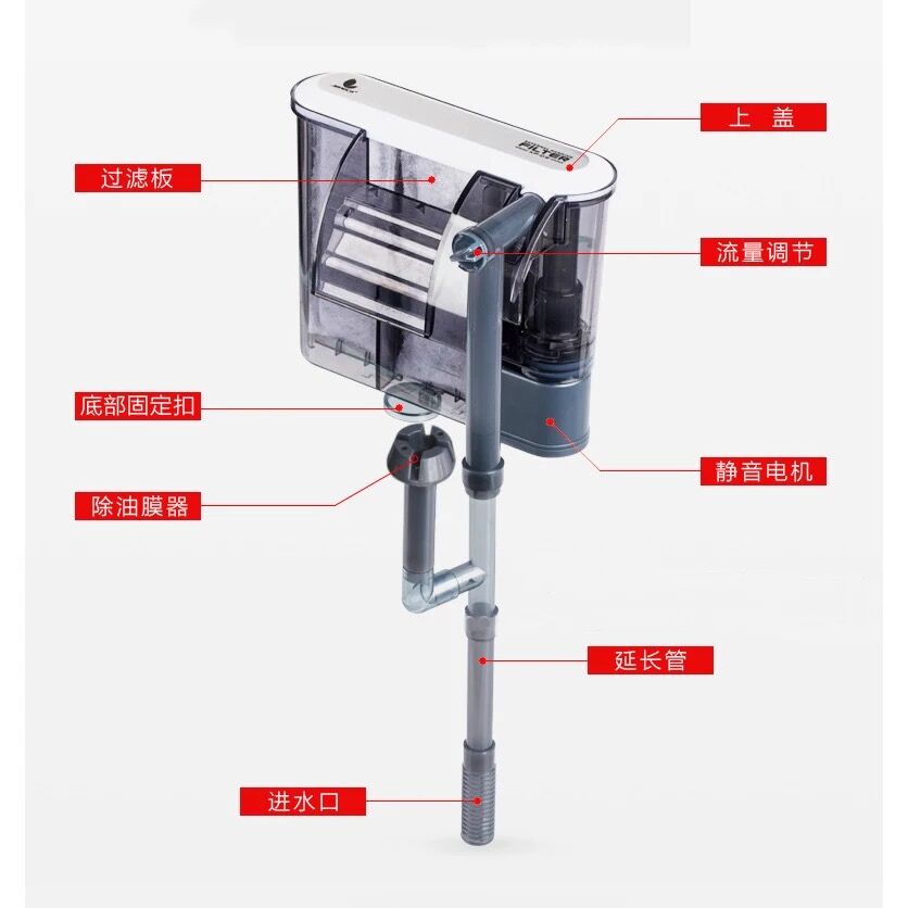 鱼缸过滤器三合一冲氧泵中小型鱼缸过滤器外置挂壁瀑布过滤器