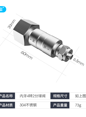 净水器直通球阀4分内丝外牙转2分3分管开关球阀不锈钢进水阀配件