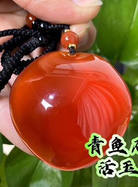 精选大青鱼石鱼惊石吊坠10-27克成品藏式吊坠绳黑色饰品文玩挂件