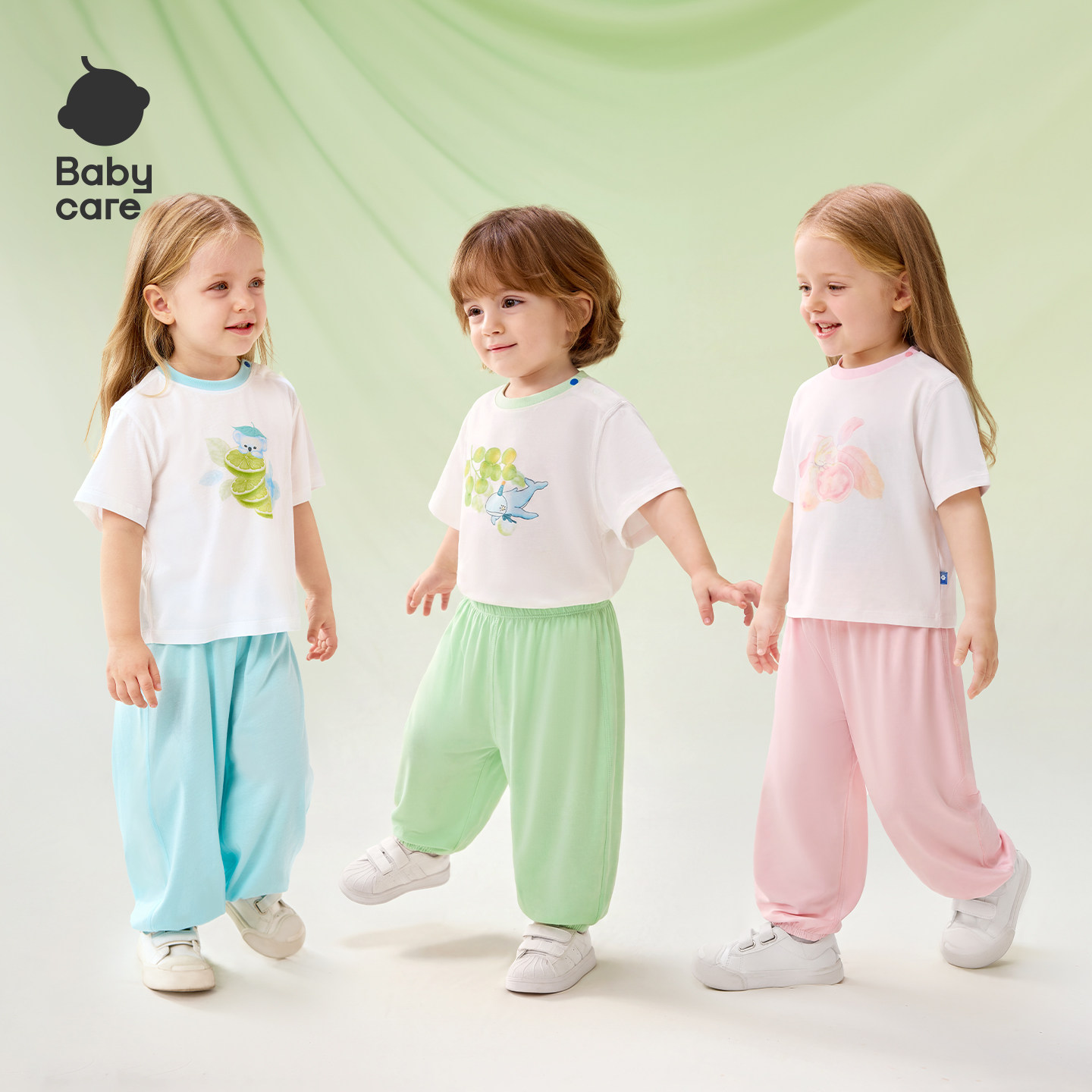 Babycare自然凉家居服套装宝宝选短袖长裤睡衣儿童夏季空调居家服 儿童套装实拍商品图