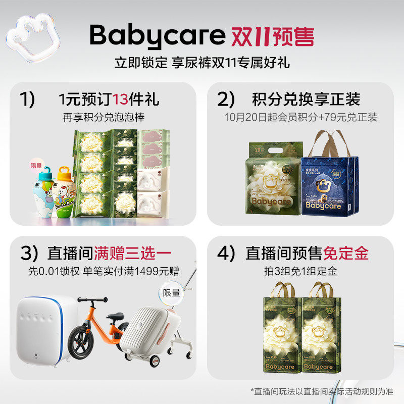 【直播预售付定】babycare皇室pro裸感纸尿裤新生儿宝宝尿不湿4包 售定实拍商品图