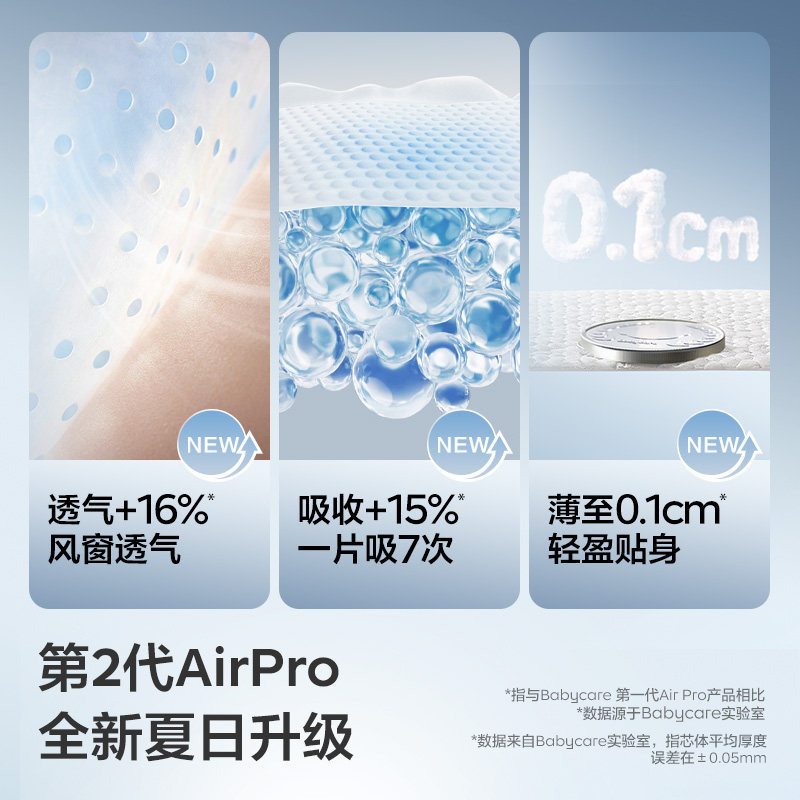 babycare纸尿裤airpro日用超薄透气新生儿尿不湿婴儿宝宝尿片5包
