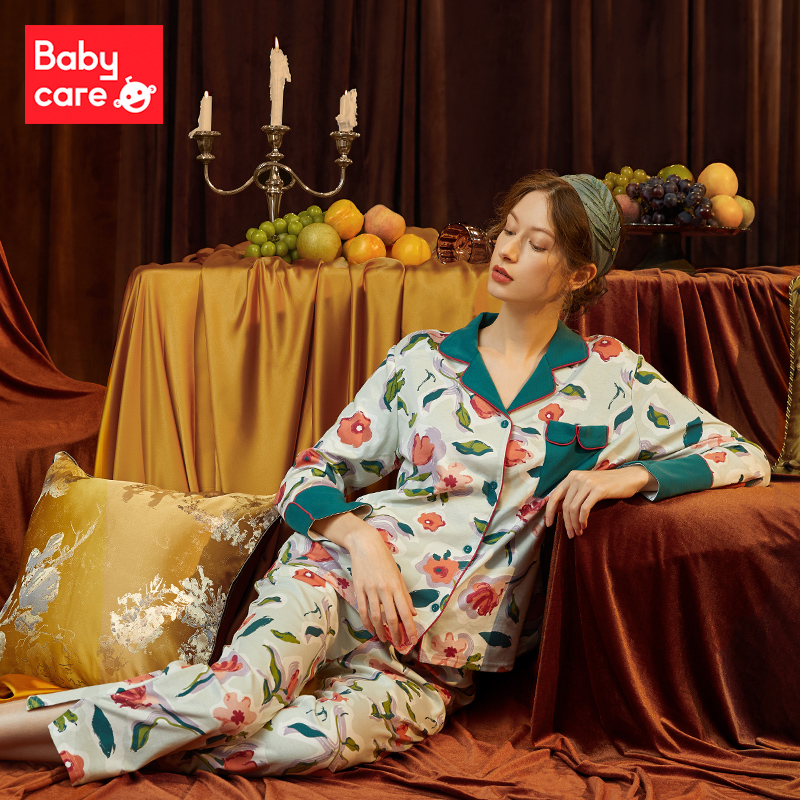 天猫超市babycare纯棉月子服秋冬季产后孕妇睡衣套装产妇哺乳家居服3