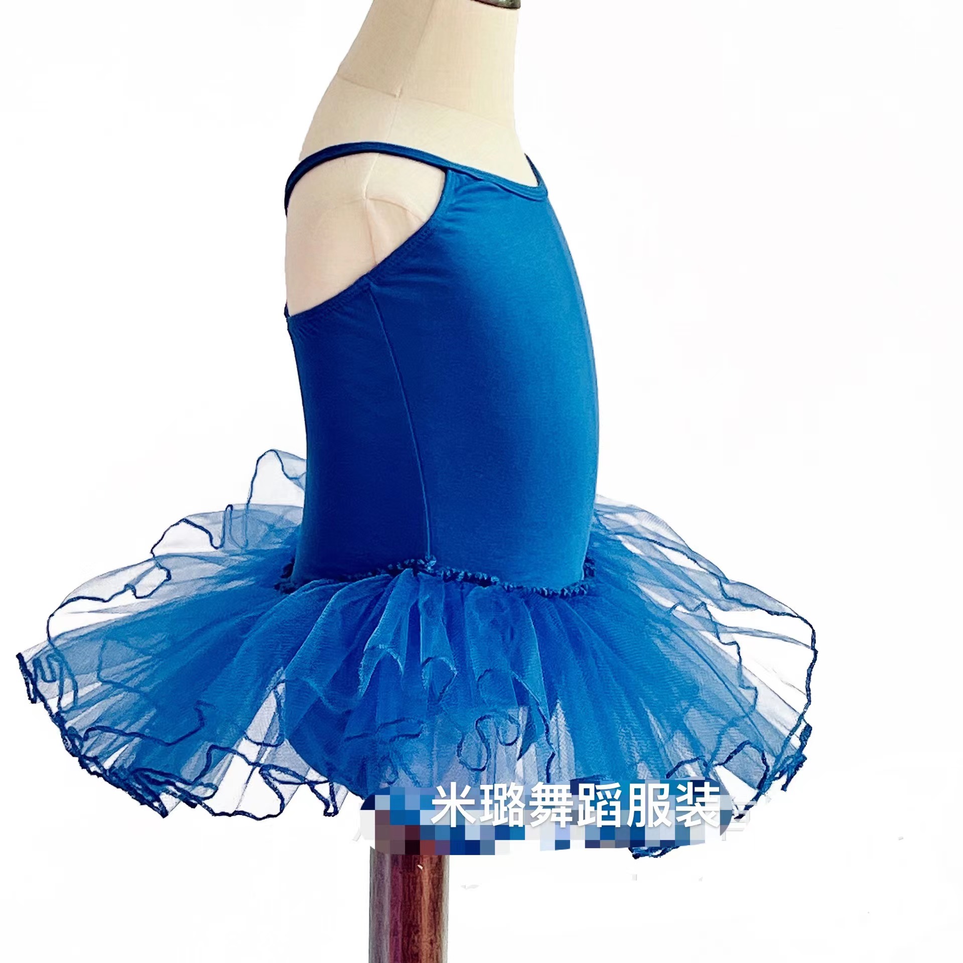儿童舞蹈裙吊带公主纱裙少儿芭蕾舞中国民族舞练功表演服蓝色白色