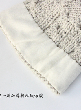 秋冬季女士手工编织羊毛帽子加绒