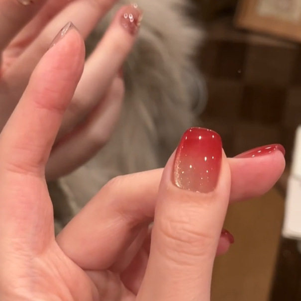 【冬日礼遇】圣诞渐变法式短款美甲纯手工穿戴甲美甲贴片假指甲片,淘宝优惠券,粉丝福利购,淘宝优惠卷