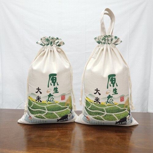 大米包装袋定制10斤米袋子布袋2.5kg5kg米袋批发帆布袋小米袋定做 - 图2