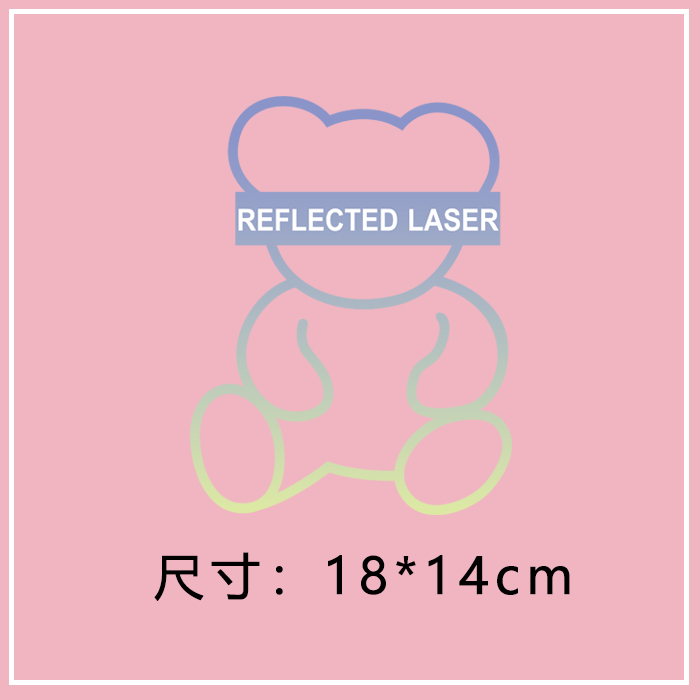 潮牌渐变熊图案热转印衣服印花辅料贴柯式过粉胶印贴亲子情侣烫画