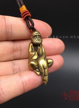 速发实心黄铜小挂件 全铜迷你祖师创意摆件禅意铜佛像扣