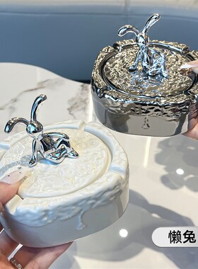 速发轻奢姿档摆载坐高长耳兔子车件客厅电视柜玄关创意家居装饰品