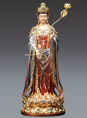 速发西方三圣佛像纯铜阿弥陀佛站像菩像观音萨铜佛像家用神像