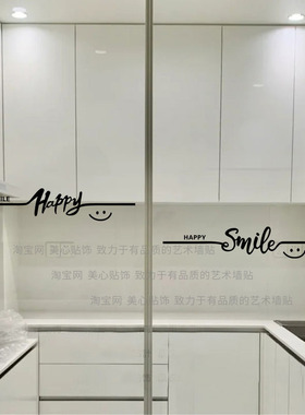 速发hy腰线推拉门玻璃防撞贴纸奶茶服装美甲橱窗装饰英文创意墙贴