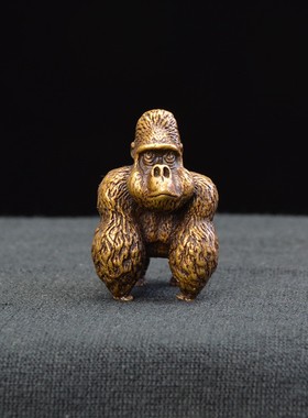 速发中宠房典黄铜摆件大猩猩铜摆件把玩件茶式书古镇纸实心纯铜复