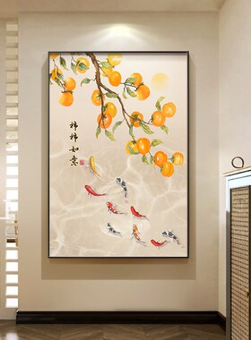 速发五门临门玄关装饰画新中式客厅走廊尽头挂画寓意好正对福过道