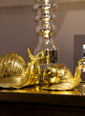 速发新古典压房桌面书书铜蜗牛工艺品摆意创设家居客厅酒柜装饰品