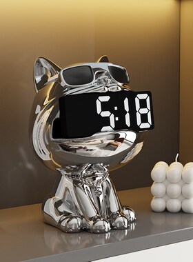 速发轻奢招财感时钟客厅酒柜书柜装饰品居级猫玄关电视柜家高摆件