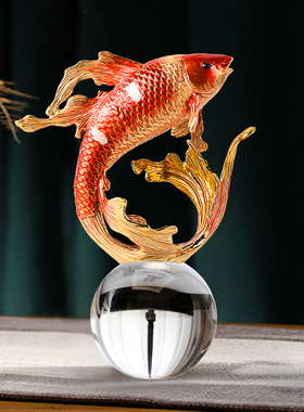 速发创意鱼鲤件客厅装饰品摆锦高端大气上档次办公室酒柜电视柜装