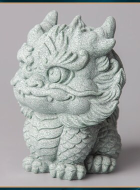 速发青砂石祥瑞神中面龙式鱼缸假山造景客厅创意办公桌新装饰摆件