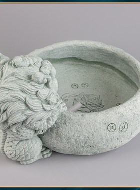 速发青式石鱼缸中砂麒麟吐财流水品家居办公创意国潮精器创意装饰