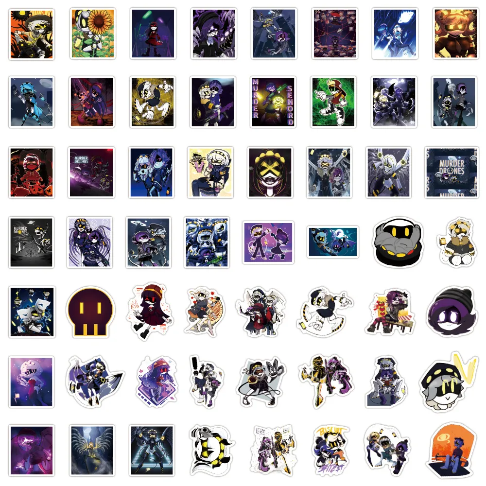 55张卡通Murder Drones无机杀手涂鸦贴纸装饰行李箱吉他防水贴画 - 图3