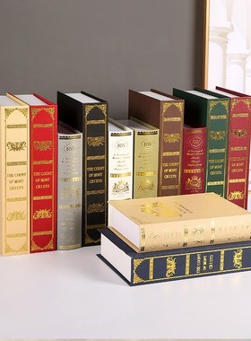 速发咖啡厅烫拍复文装饰书书摆件轻奢风英古假书金摄道具模型