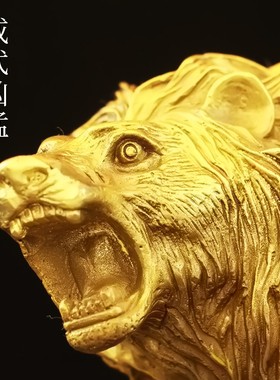 速发纯铜狮子摆件铜狮子雄狮狮子头家品客厅装关办公室玄饰工艺居