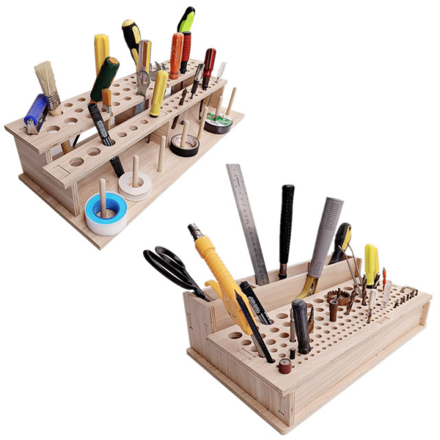 Leather tool holder solid wood storage rack