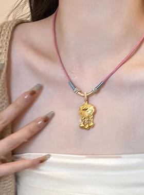 新中式平安锁编绳项链绳女半成品diy新款复古民族风国潮锁骨链绳