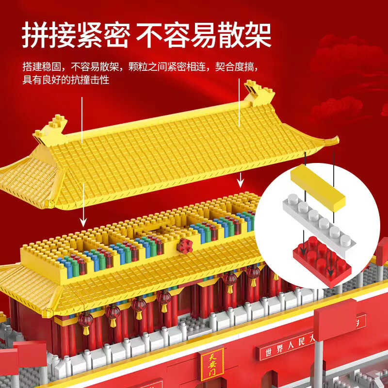 中国积木天安门城堡建筑拼装高难度男女孩益智力玩具儿童生日礼物 - 图0