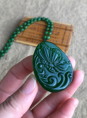 蝴蝶项链外蒙料情侣飞翔之蝶玉佩吊坠男女玉石随身圆牌挂件礼物