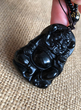 天师钟馗黑曜石玉佩护身符送证书