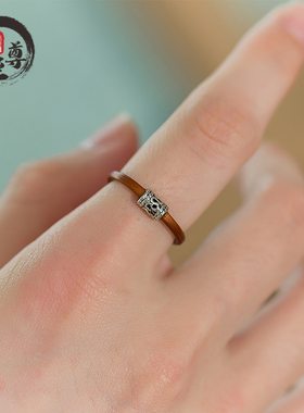 西藏野生纯银时尚风鸡血藤戒指