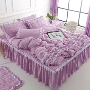 ສະເຫຼີມສະຫຼອງອິນເຕີເນັດຊັກຜ້າຝ້າຍຕຽງນອນສີ່ສິ້ນຊຸດ princess style quilted bed cover quilt cover pure cotton girl heart quilt cover bed